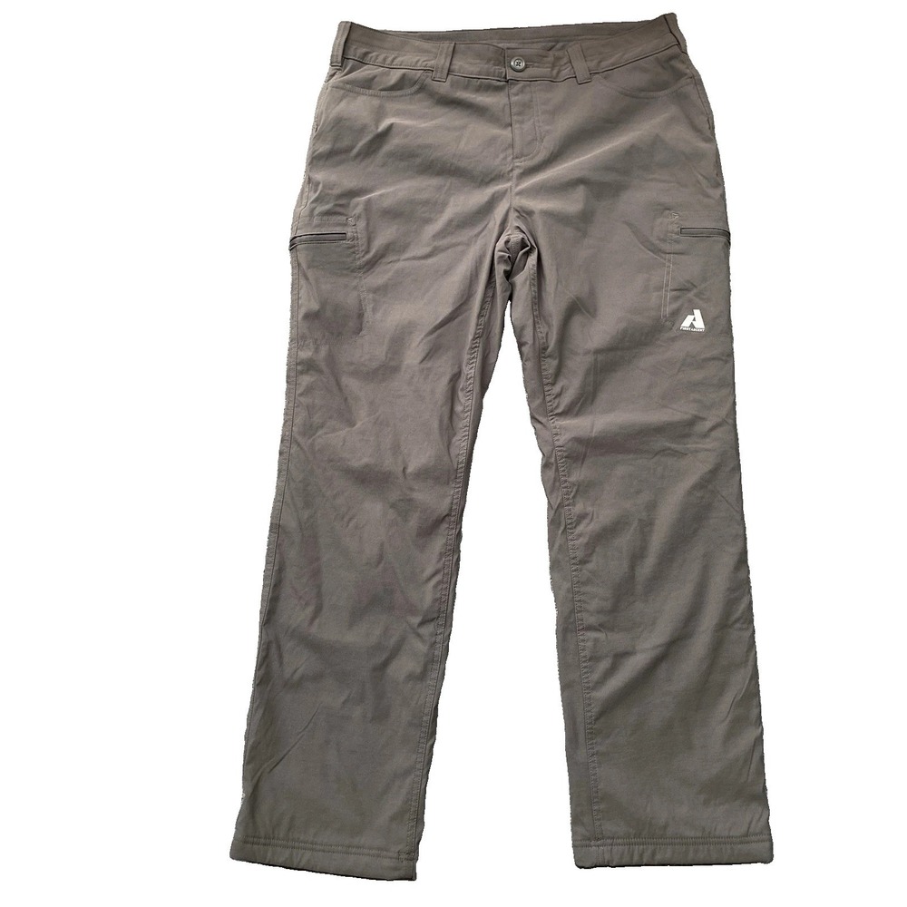 Eddie Bauer Pants Lined Fleece Women Size 16W Taupe Cargo Pockets Outdoor